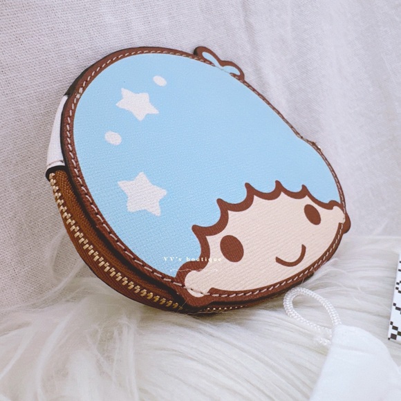 NWT Furla x Sanrio Little Twins Stars Kitty Toni Azzurro Coin Pouch Blue - Picture 4 of 7